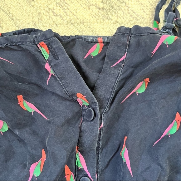 Marc By Mace Jacobs Silk Navy And Bird Graphic Swim Coverup Romper - Picture 2 of 9